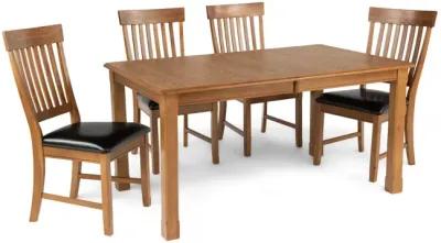 Family Dining Leg Table With 4 Slat Back Chairs