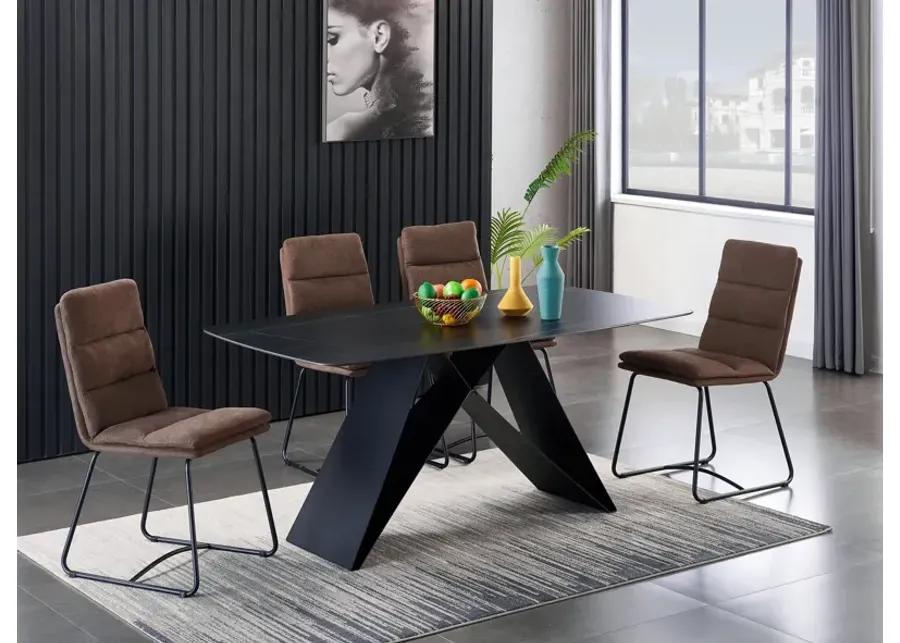 Melvin Dining Table With 4 Brown Chairs