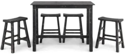 Captiva Counter Table With 4 Saddle Seat Stools - Black Sand