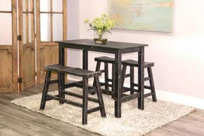 Captiva Counter Table With 2 Saddle Seat Stools And Bench - Black Sand