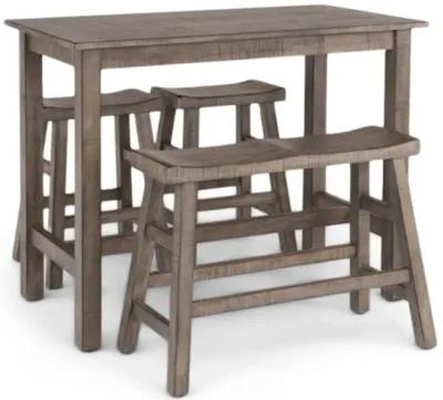 Captiva Counter Table With 2 Saddle Seat Stools And Bench - Black Sand