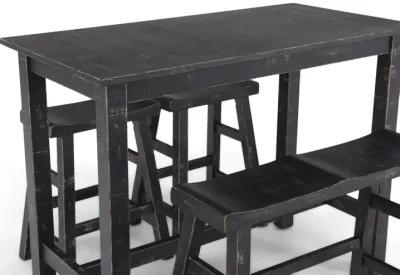 Captiva Counter Table With 2 Saddle Seat Stools And Bench - Black Sand