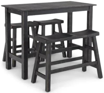 Captiva Counter Table With 2 Saddle Seat Stools And Bench - Black Sand