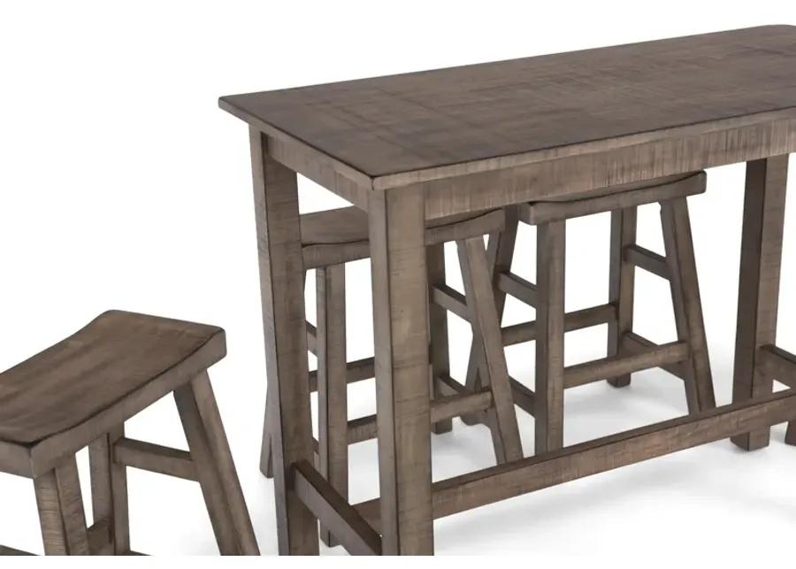 Captiva Counter Table With 4 Saddle Seat Stools - Pebble Beach