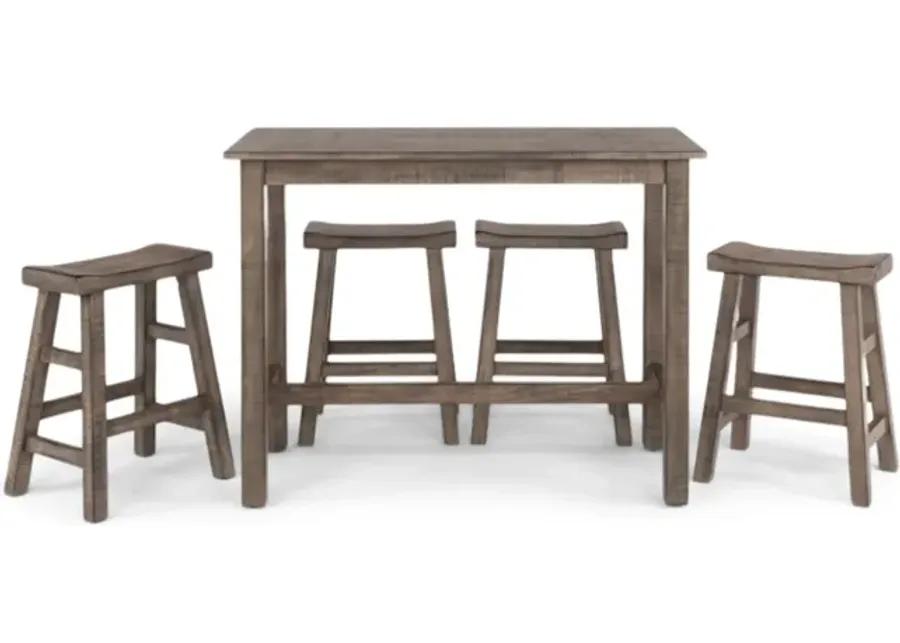 Captiva Counter Table With 4 Saddle Seat Stools - Pebble Beach