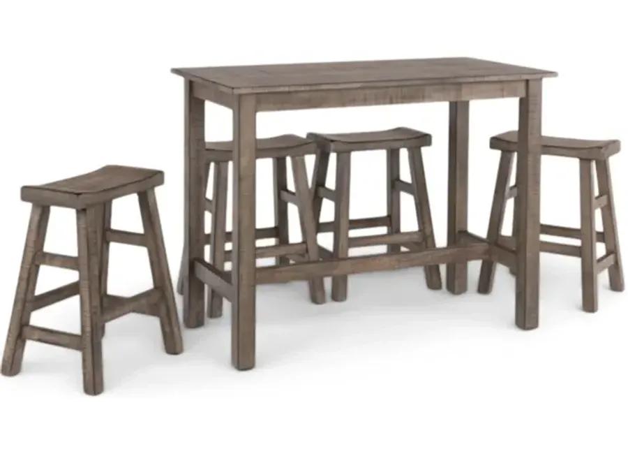 Captiva Counter Table With 4 Saddle Seat Stools - Pebble Beach