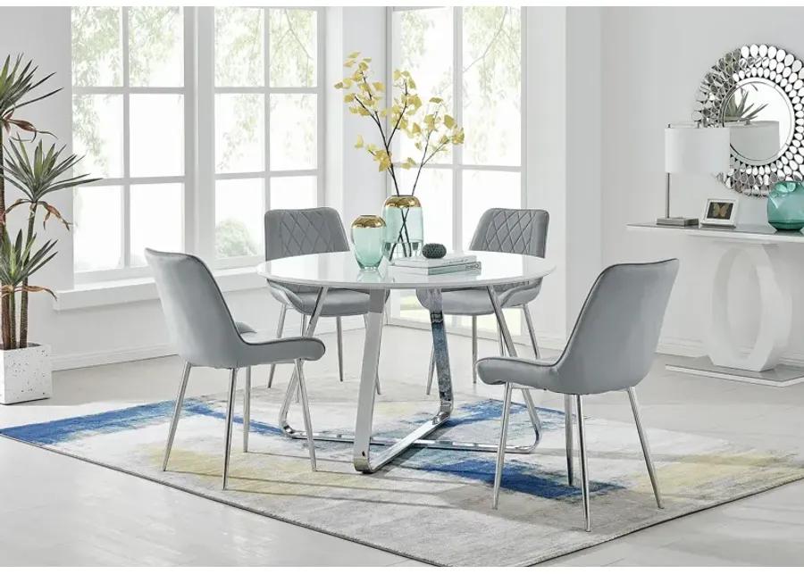 Avanti High Gloss Table with 4 Grey Chairs