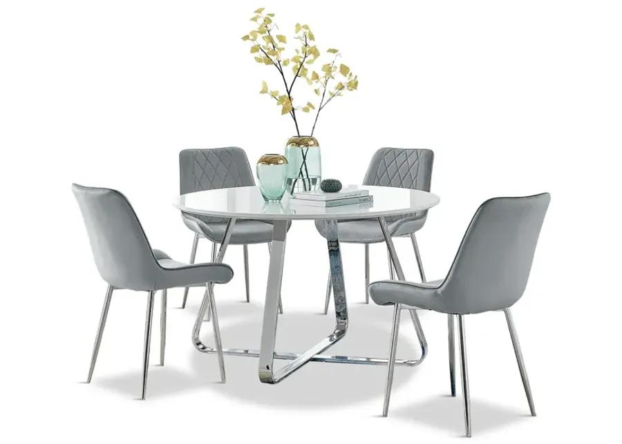 Avanti High Gloss Table with 4 Grey Chairs