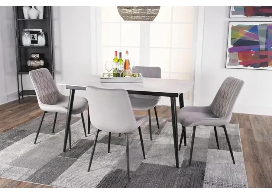 Saga Sintered Stone Table with 4 grey quilted chairs