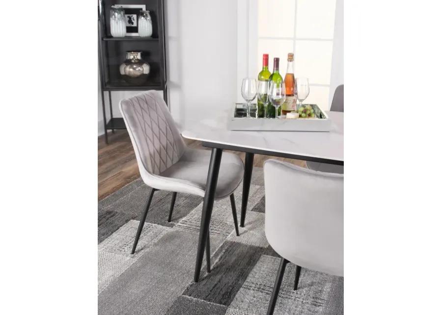 Saga Sintered Stone Table with 4 grey quilted chairs