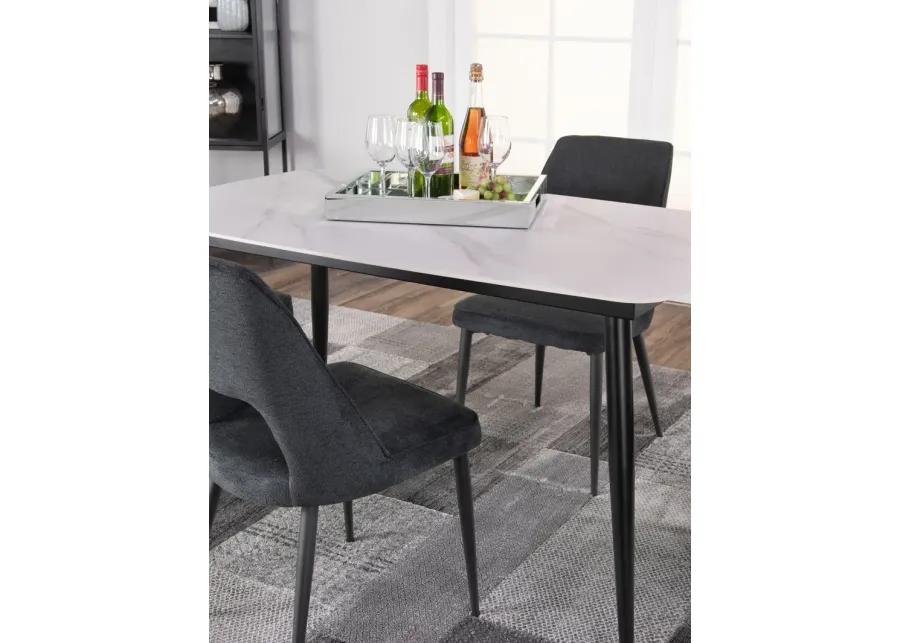 Saga Sintered Stone Table with 4 Black Lore Chairs