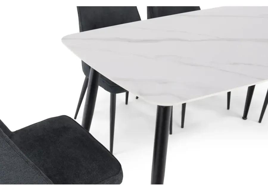 Saga Sintered Stone Table with 4 Black Lore Chairs