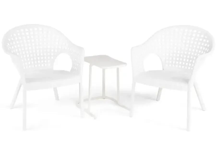 Iris Outdoor 3 Piece Chat Set - White 