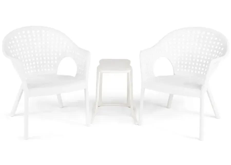 Iris Outdoor 3 Piece Chat Set - White 