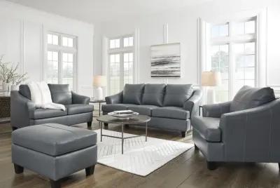 Merida Leather Sofa And Loveseat Set - Steel