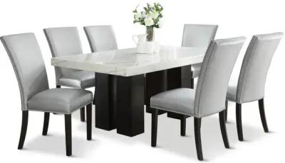 Maxton Dining Table With 6 Silver Dining Chairs