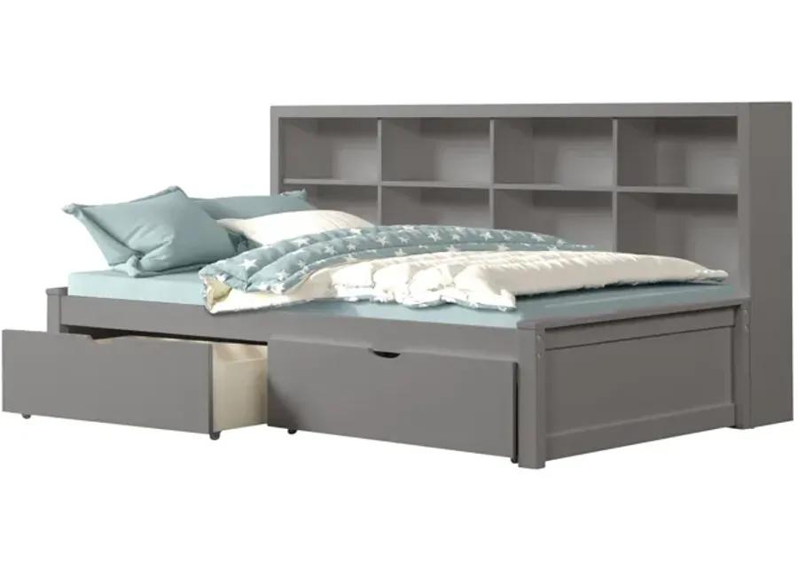 Scout Twin Bookcase Bed With 2 Drawers - Grey