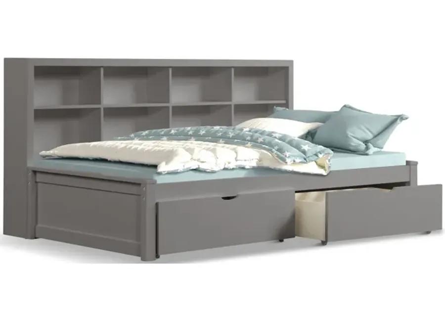 Scout Twin Bookcase Bed With 2 Drawers - Grey