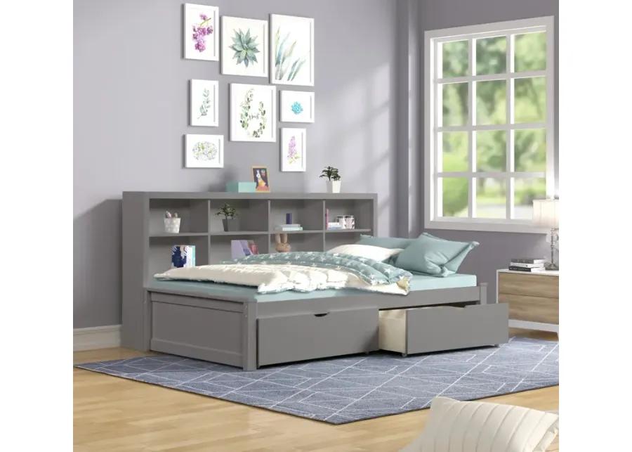 Scout Twin Bookcase Bed With 2 Drawers - Grey