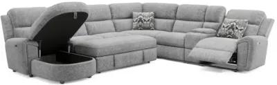 Maya 6 Piece Power Reclining Sectional with Left Chaise - Platinum