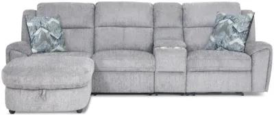 Maya 4 Piece Power Reclining Sectional with Left Chaise - Platinum