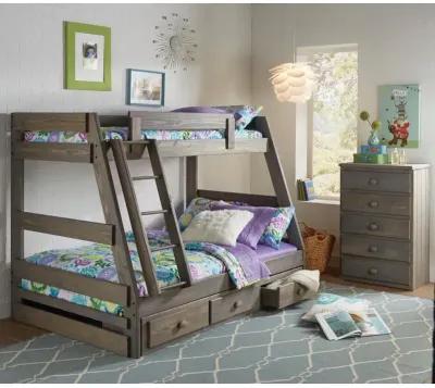 Twin over Full / Gray Quinn Gray Bunk Bed