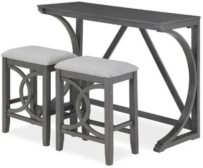 Bella Sofa Table with 2 Stools - Gray