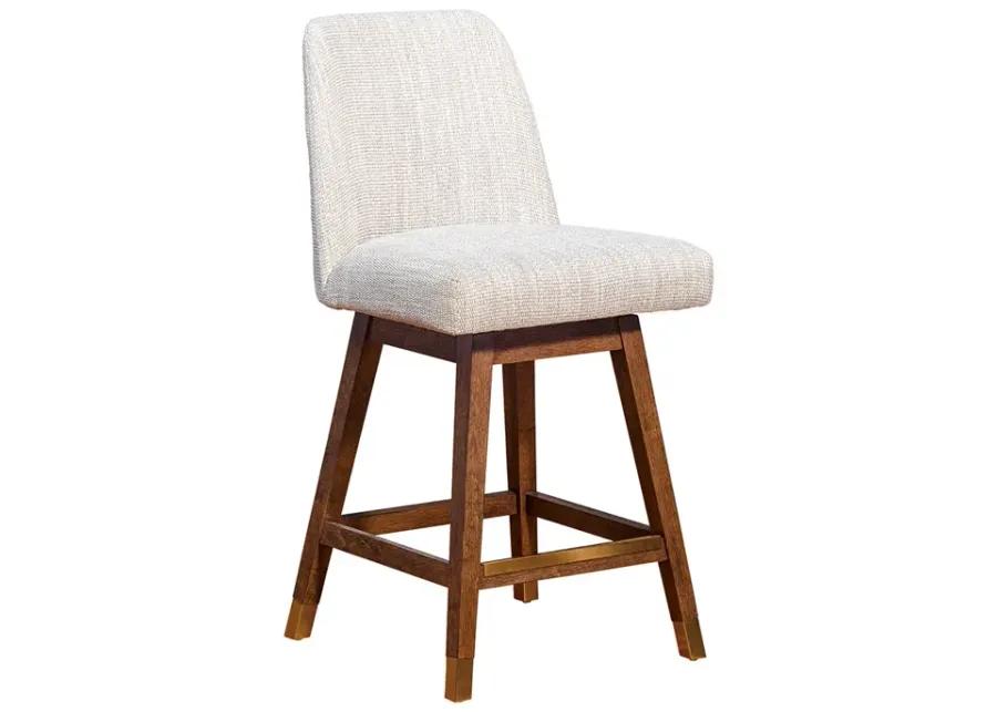 Counter Height Amelia Upholstered Swivel Stool - Beige