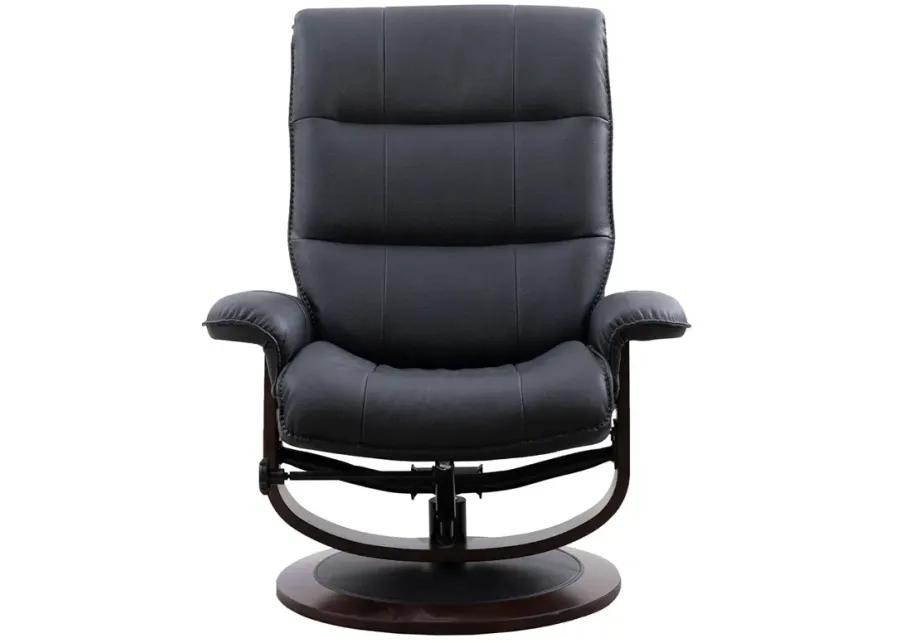 Midnight (Black) Knight Manual Swivel Recliner with Ottoman