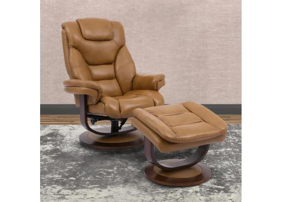 Butterscotch (Tan) Monarch Manual Swivel Recliner with Ottoman