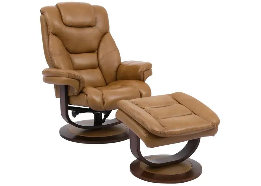 Butterscotch (Tan) Monarch Manual Swivel Recliner with Ottoman