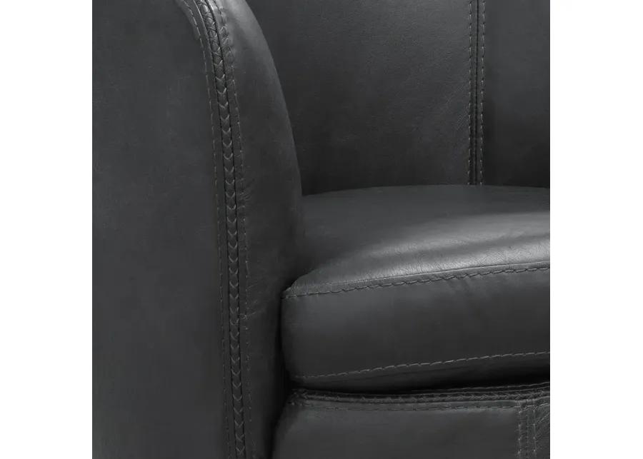 Navy Barolo Leather Swivel Chair