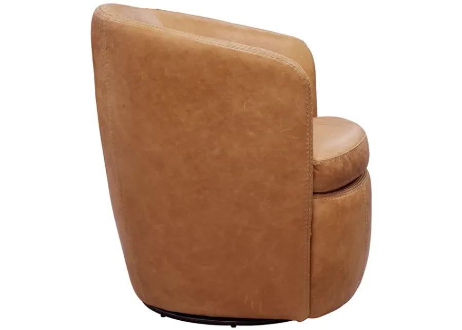 Navy Barolo Leather Swivel Chair