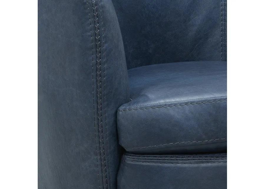 Navy Barolo Leather Swivel Chair