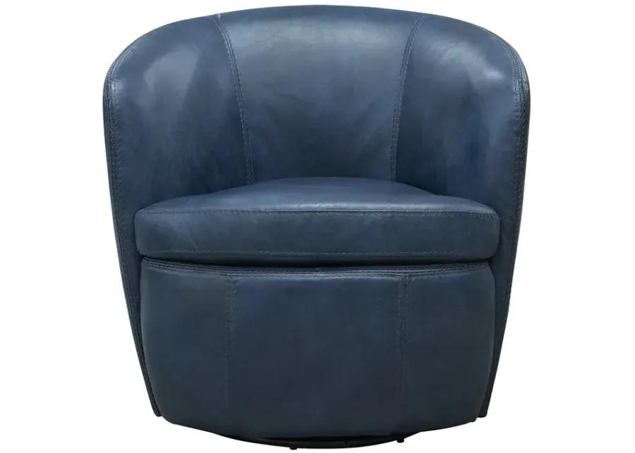 Navy Barolo Leather Swivel Chair