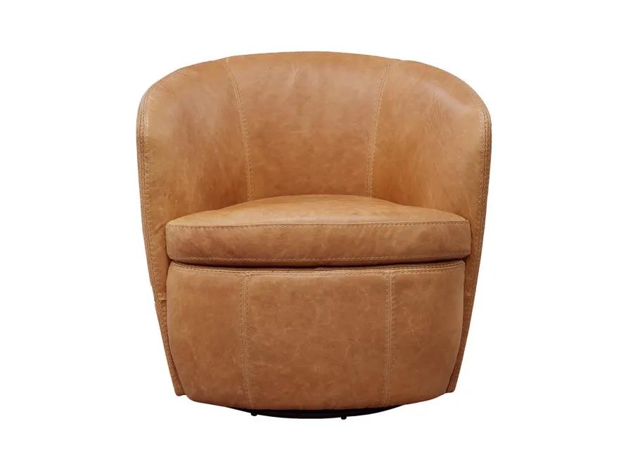 Navy Barolo Leather Swivel Chair