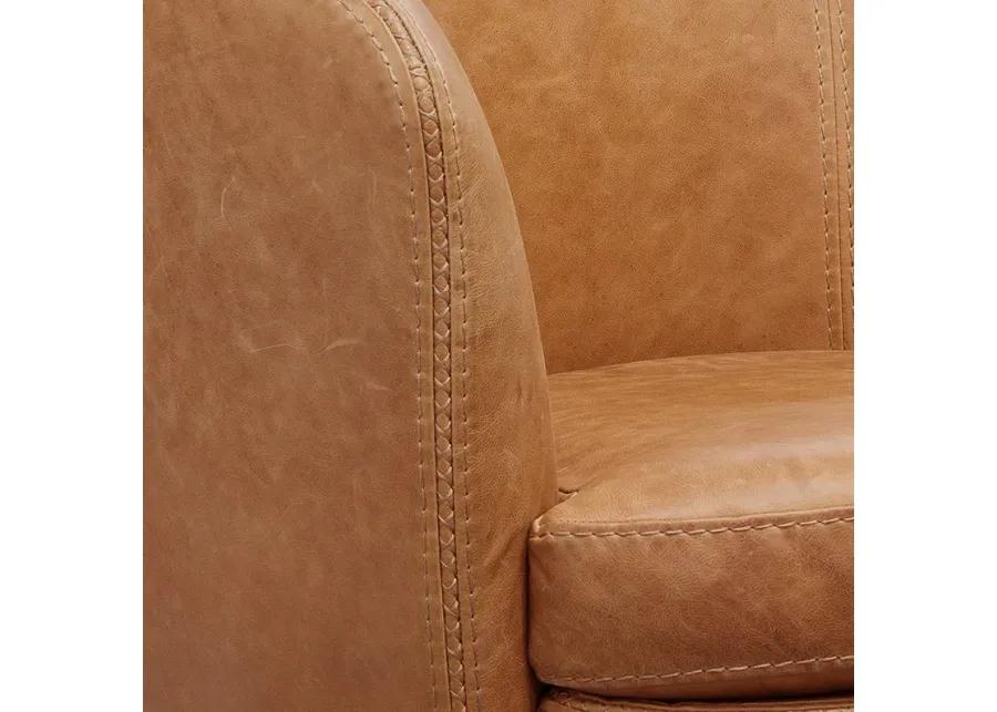 Navy Barolo Leather Swivel Chair