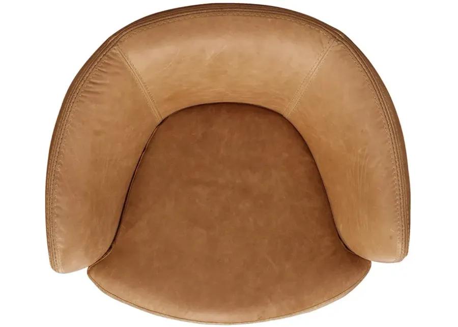 Navy Barolo Leather Swivel Chair