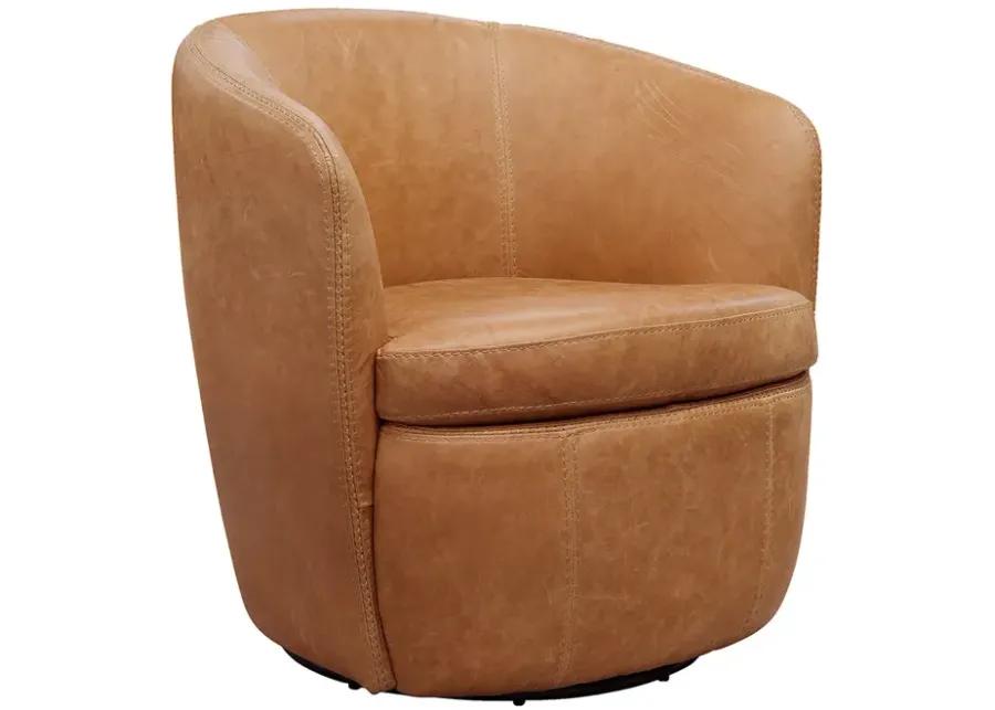 Navy Barolo Leather Swivel Chair