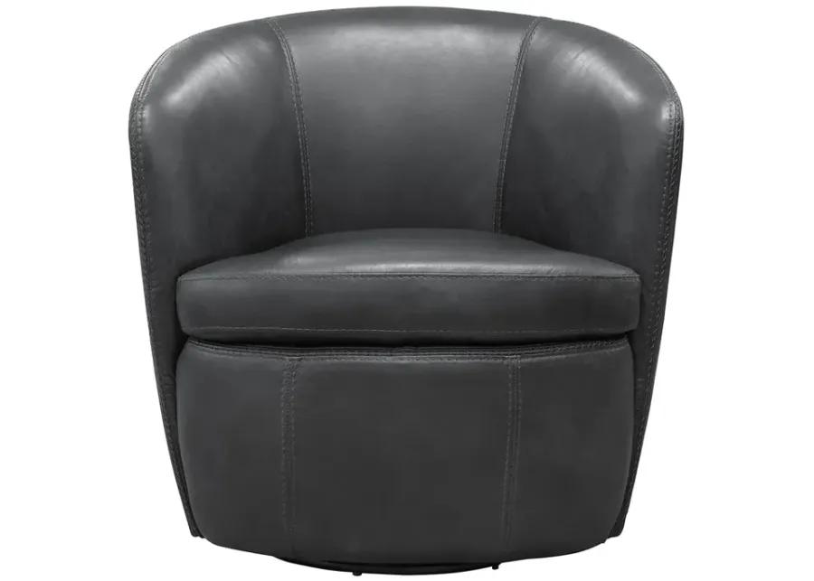 Navy Barolo Leather Swivel Chair