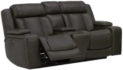 Charcoal First Class Power Reclining Loveseat with Console