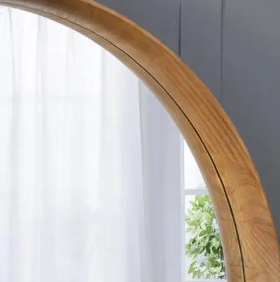 Round Wooden Accent Mirror