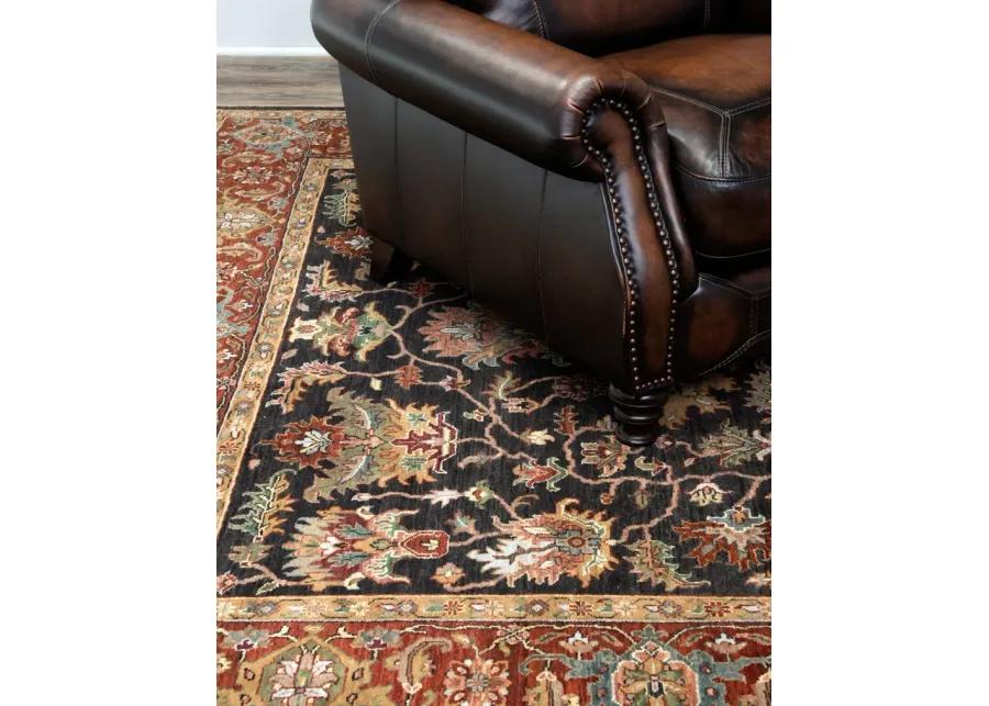 Kashi Brown Rust Area Rug Round - 8 0  x 8 0  