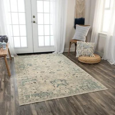 Platinum Beige Teal Area Rug - 9 0  X 12 0 