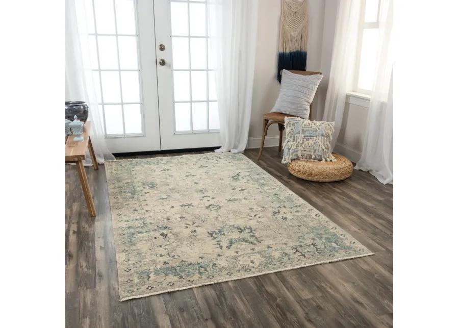 Platinum Beige Teal Area Rug - 10 0  X 13 0 