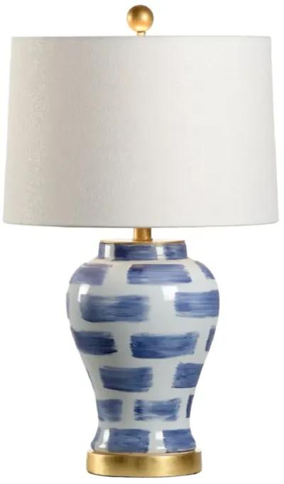 Blue   White Brick Lamp