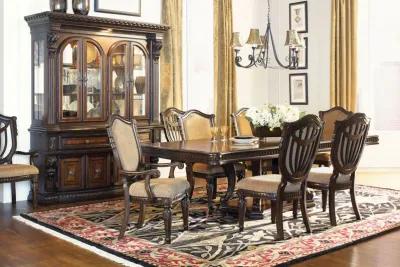 Cabernet Pedestal Table + 4 Upholstered Side Chairs