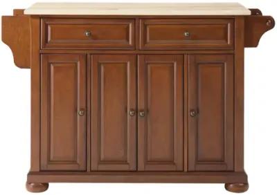 Alexandria Natural Wood Top Kitchen Island in Classic Cherry