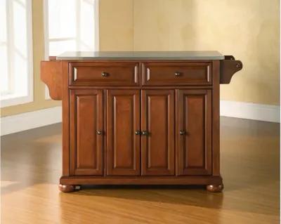 Alexandria Stainless Steel Top Kitchen Island in Classic Cherry