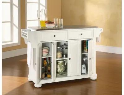 Alexandria Stainless Steel Top Kitchen Island in White